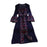 Crofta Women Dress Embroidered Floral Casual Beach Dress for Street Daily Festivals Dark Blue