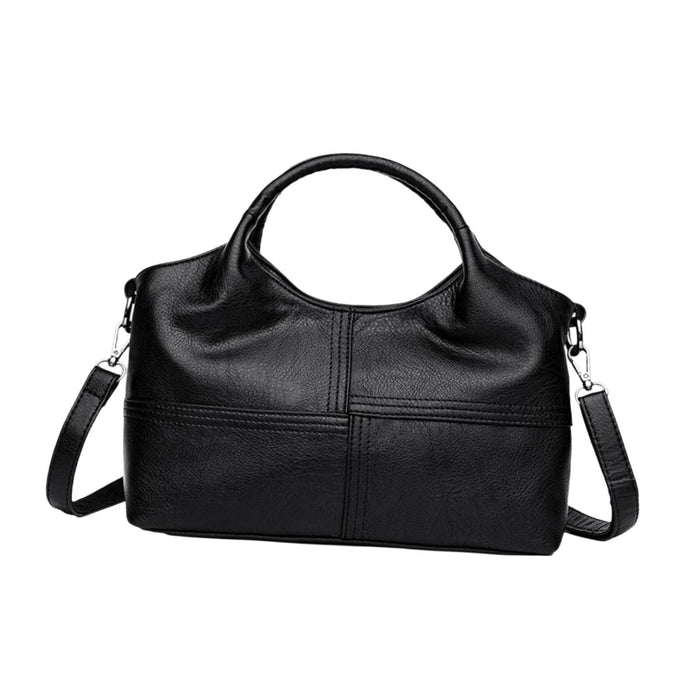 Crofta Top Handle Bag for Women Mom Gift Satchel Portable Soft Travel Purse Handbag Black