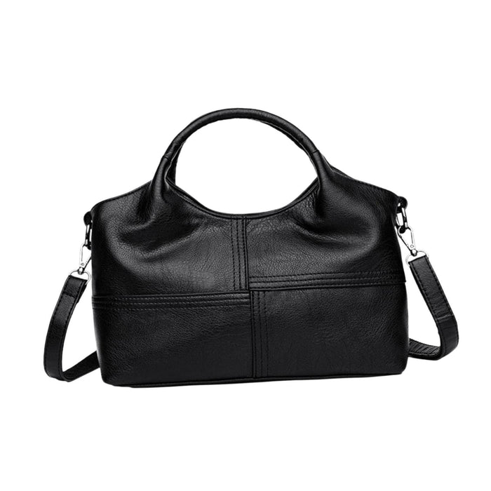 Crofta Top Handle Bag for Women Mom Gift Satchel Portable Soft Travel Purse Handbag Black