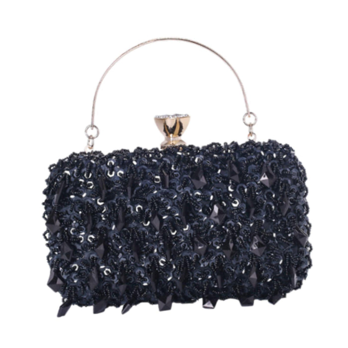 Crofta Women Clutch Purse Prom Lady Banquet Club Elegant Satchel Sequin Evening Bag Black