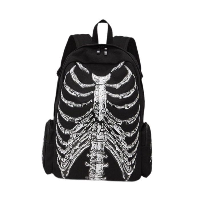 Crofta Men Skull Backpack Casual Portable Skeleton Print for Holidays Shopping Gift