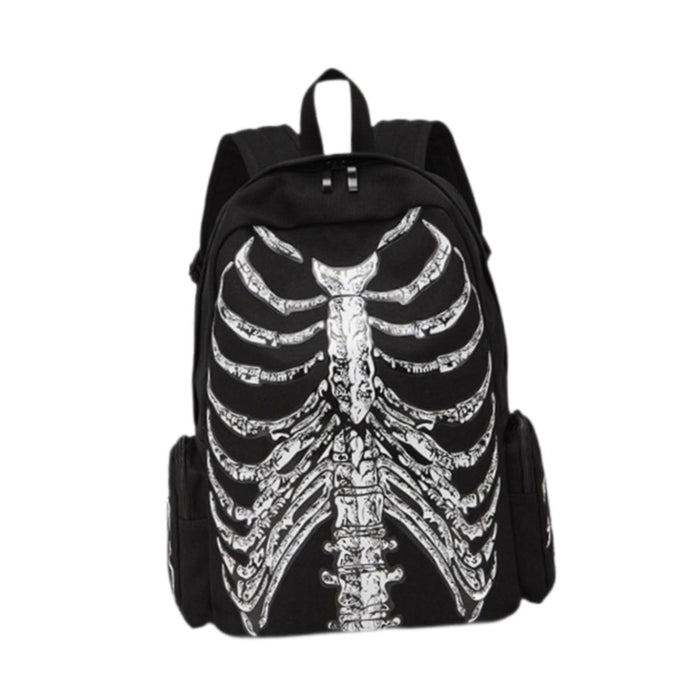 Crofta Men Skull Backpack Casual Portable Skeleton Print for Holidays Shopping Gift