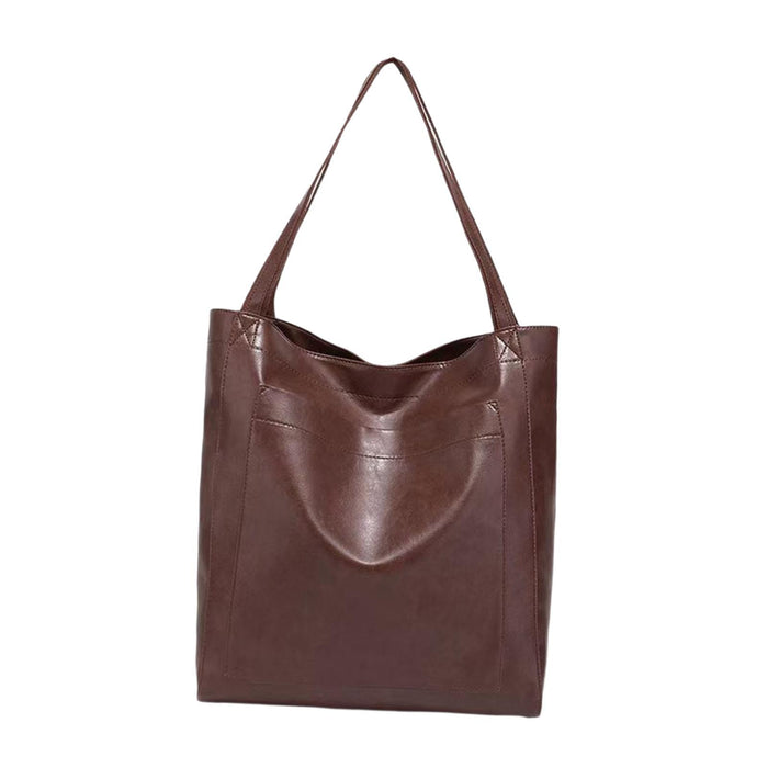 Crofta Women Shoulder Bag Large Capacity Stylish Tote Bag for Commuting Work Ladies Dark Brown