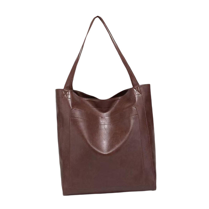 Crofta Women Shoulder Bag Large Capacity Stylish Tote Bag for Commuting Work Ladies Dark Brown