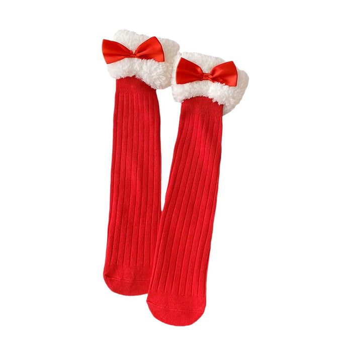 1 Pair Knee Socks for Girls Party Favors Elastic Novelty Long Socks for Kids with Bow