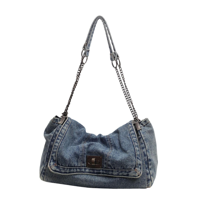 Crofta Denim Shoulder Bag for Women Portable Handbag for Dating Party Favors Ladies