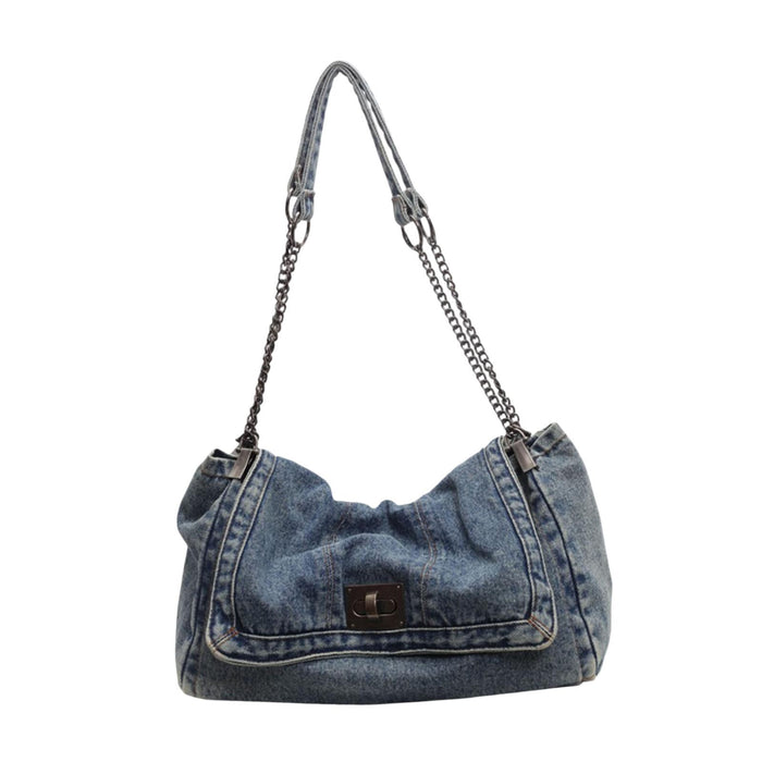 Crofta Denim Shoulder Bag for Women Portable Handbag for Dating Party Favors Ladies