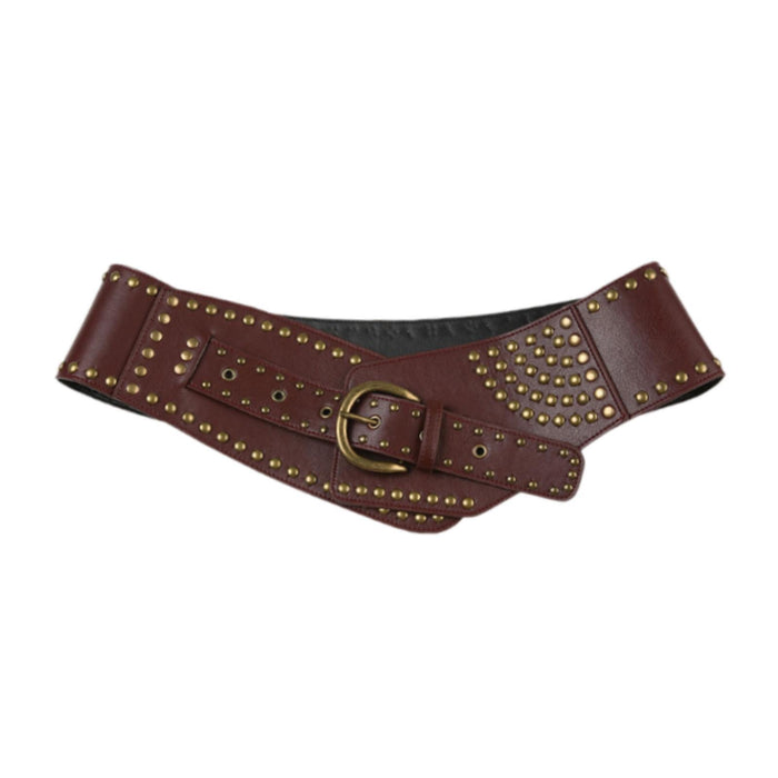 Crofta Women Wide Belt Casual Gothic Belt Costume Accessories Decorative Dress Belt Brown