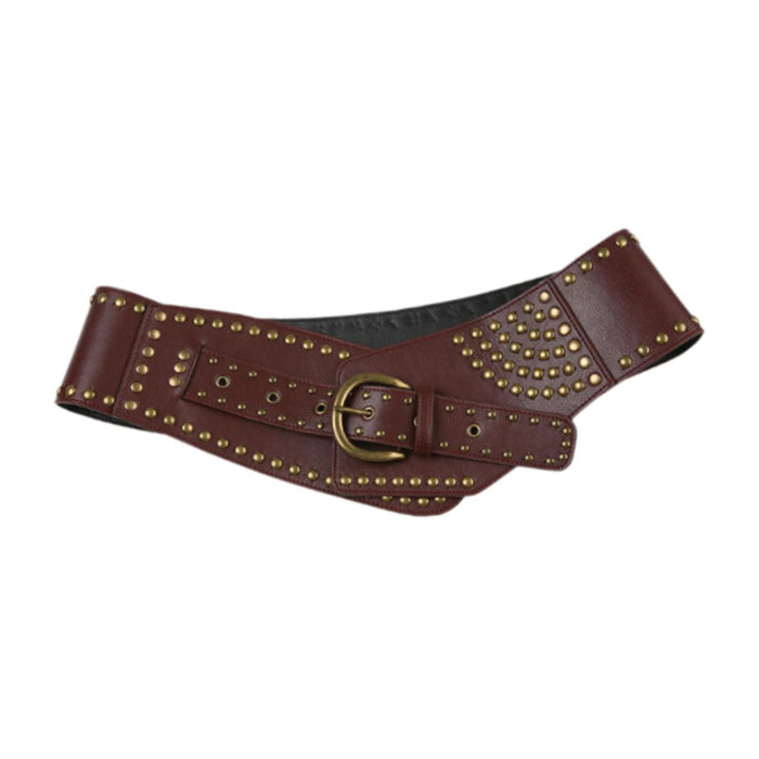 Crofta Women Wide Belt Casual Gothic Belt Costume Accessories Decorative Dress Belt Brown