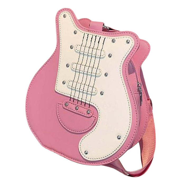 Crofta Women Guitar Shaped Shoulder Bag Lady Bag for Dating Birthday Gift Commuting Pink