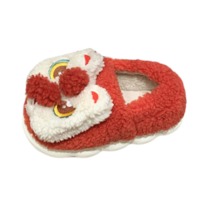 Crofta Winter Plush Slippers Non Slip House Slippers for New Year Bedroom Apartment Red