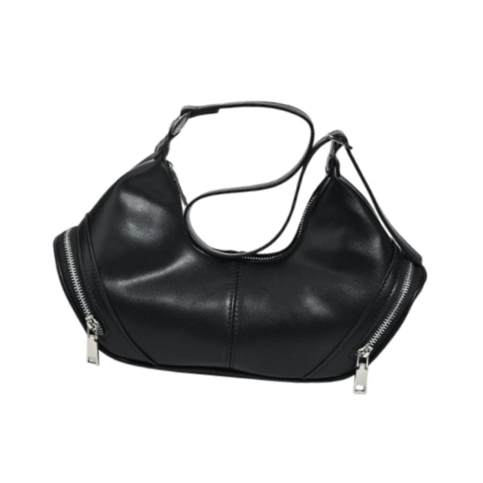 Crofta PU Leather Women's Shoulder Bag Tote Bag Casual Chic Armpit Bag Underarm Bag Black