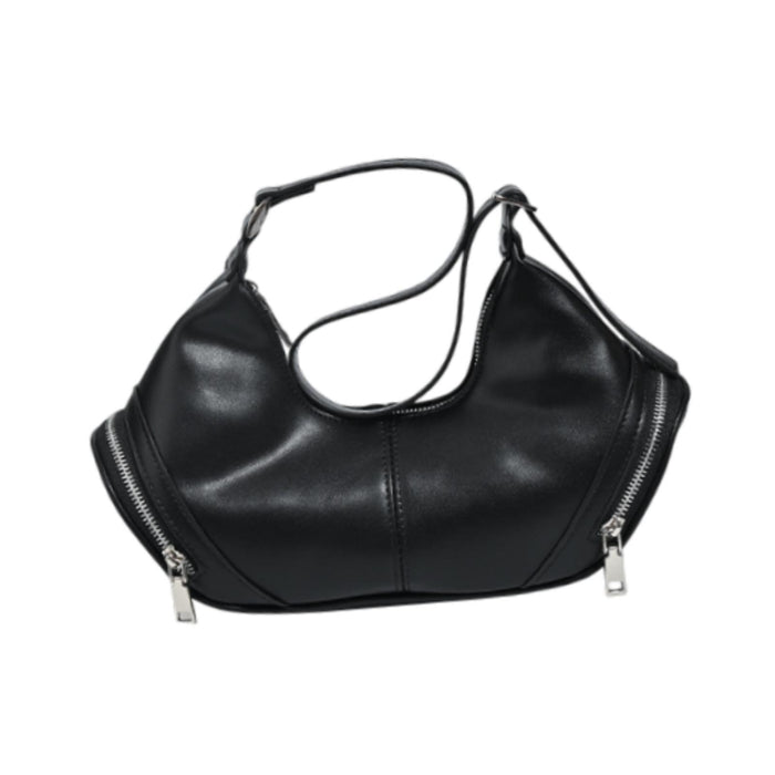 Crofta PU Leather Women's Shoulder Bag Tote Bag Casual Chic Armpit Bag Underarm Bag Black