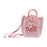 Crofta Women Knitted Phone Bag Cute Knit Bag Mini Handbag for Shopping Dating Party Pink Letters