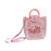 Crofta Women Knitted Phone Bag Cute Knit Bag Mini Handbag for Shopping Dating Party Pink Letters