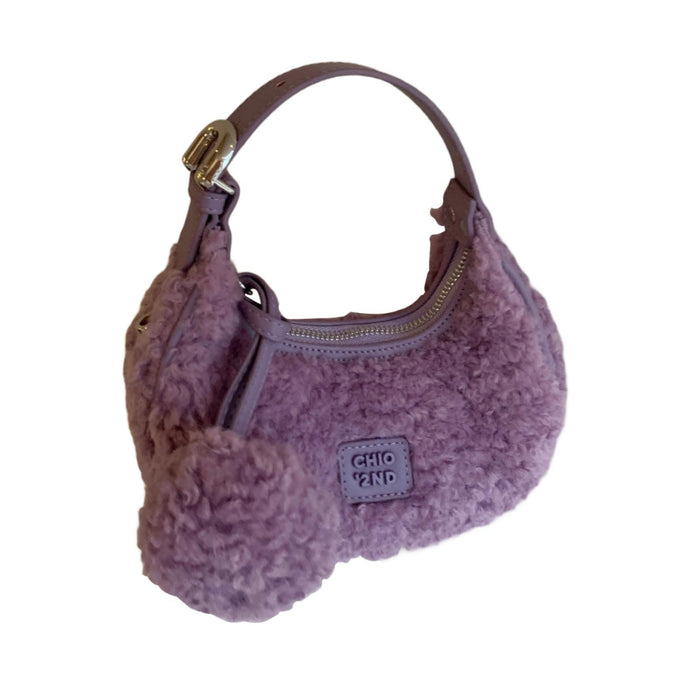 Crofta Plush Tote Bag for Women Crescent Bag Small Clutch Trendy Mini Crossbody Bag Purple