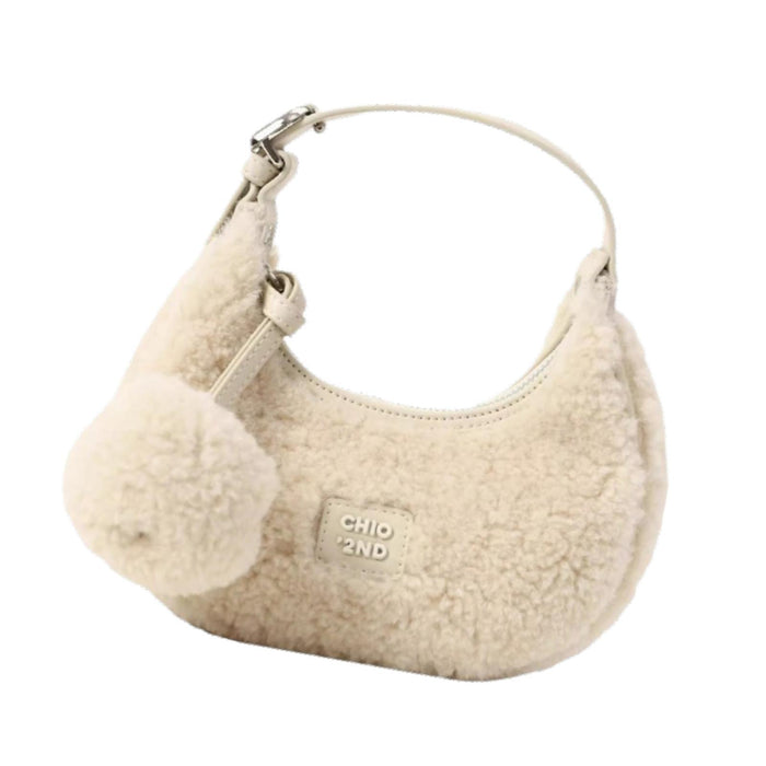 Crofta Plush Tote Bag for Women Crescent Bag Small Clutch Trendy Mini Crossbody Bag Beige