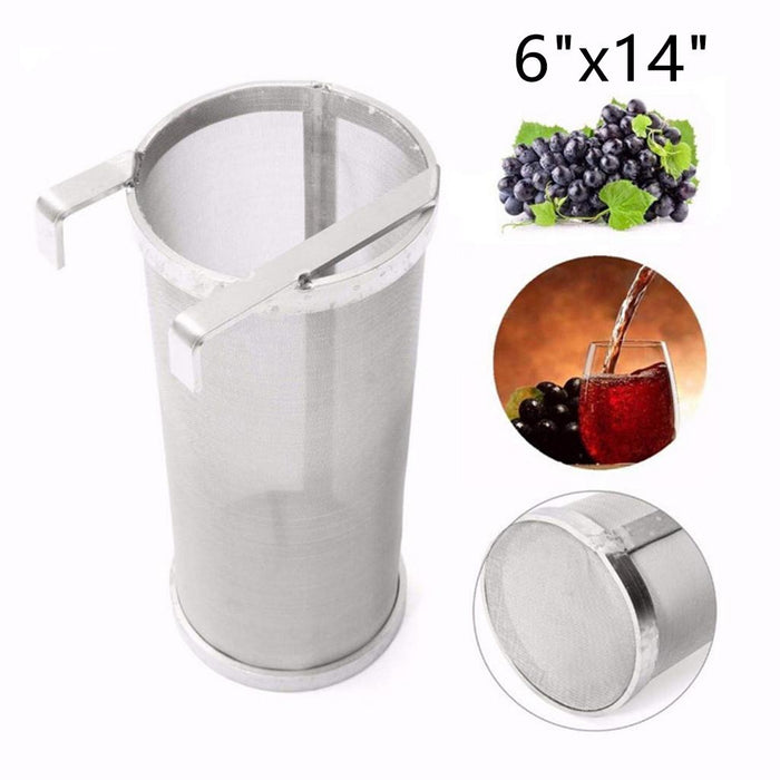 300 Micron Mesh Hop Filter Strainer 304 Stainless Steel Tool 6x14 in