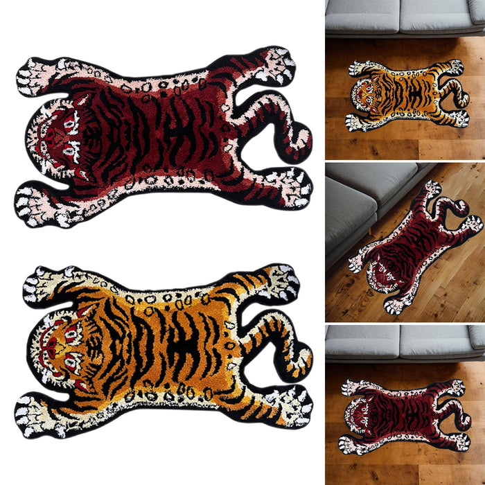 Tiger Rug Cartoon Absorbent Bath Mat for Bedroom Floor Home Decor Red