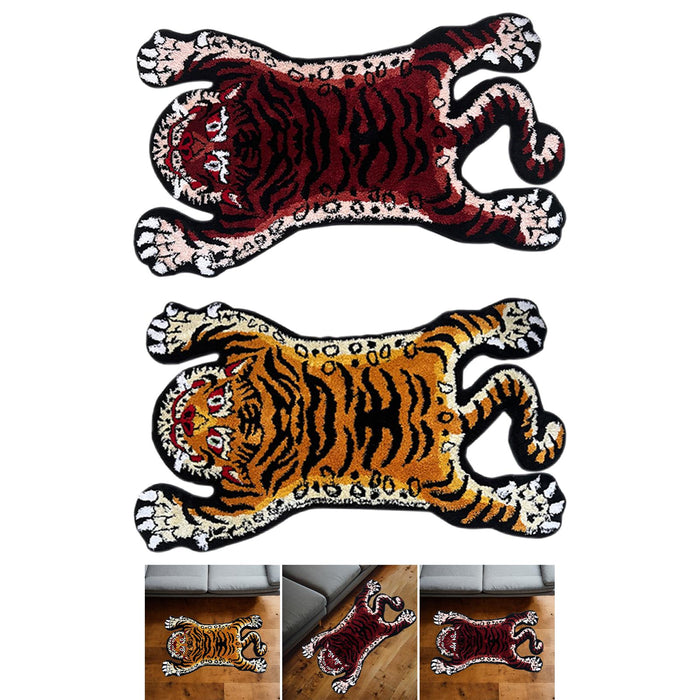 Tiger Rug Cartoon Absorbent Bath Mat for Bedroom Floor Home Decor Red