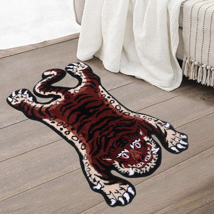 Tiger Rug Cartoon Absorbent Bath Mat for Bedroom Floor Home Decor Red