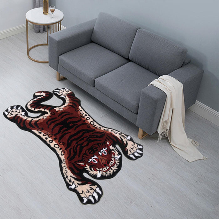 Tiger Rug Cartoon Absorbent Bath Mat for Bedroom Floor Home Decor Red