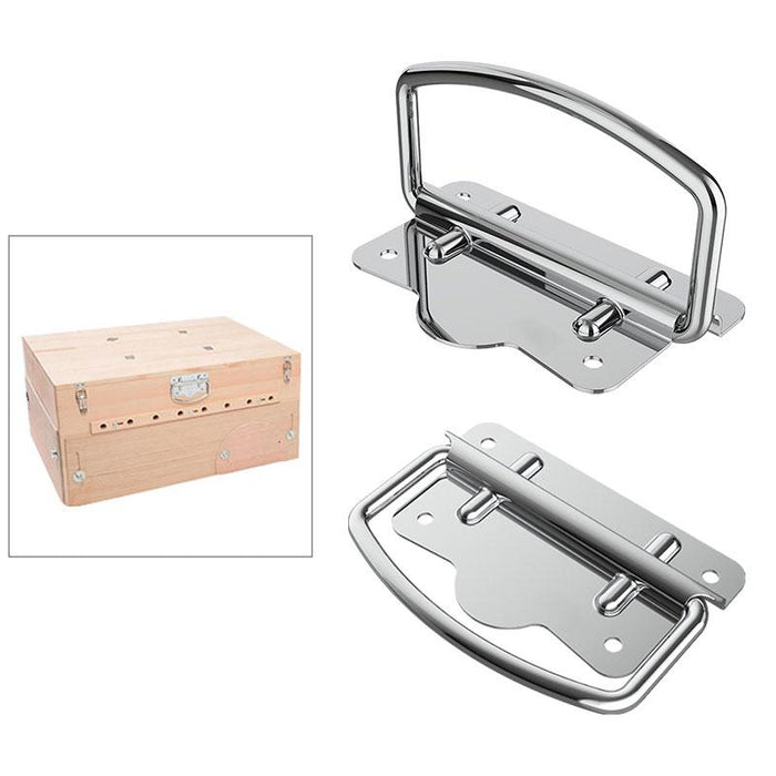 2 Pieces Rings Folding Pull Handles Metal for Door Chest Wooden Box Dresser