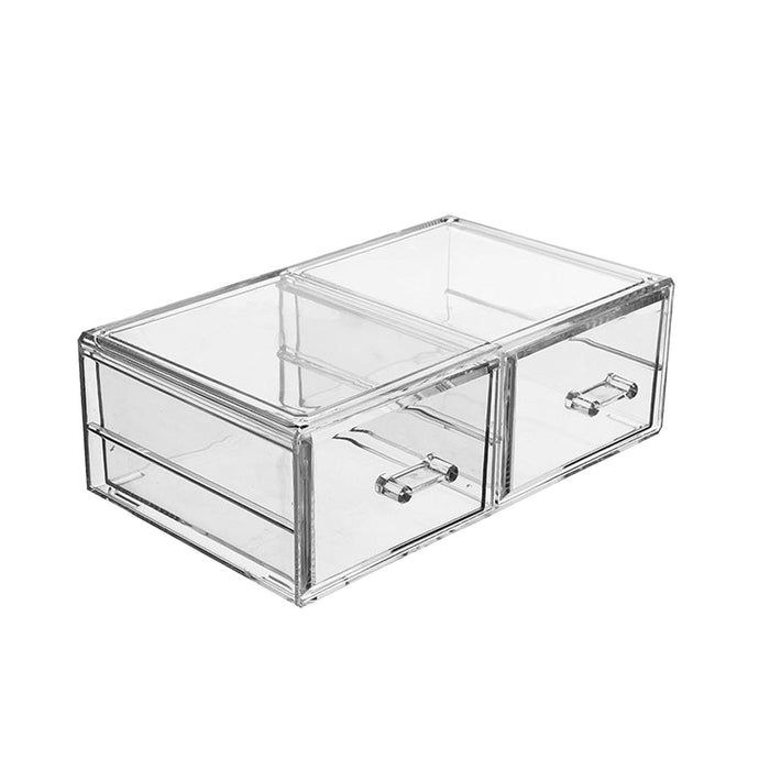 Crofta Desk Organizer with Drawers 2 Tier Acrylic Storage Box for Bathroom Tabletop B