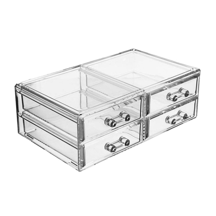 Crofta Desk Organizer with Drawers 2 Tier Acrylic Storage Box for Bathroom Tabletop D