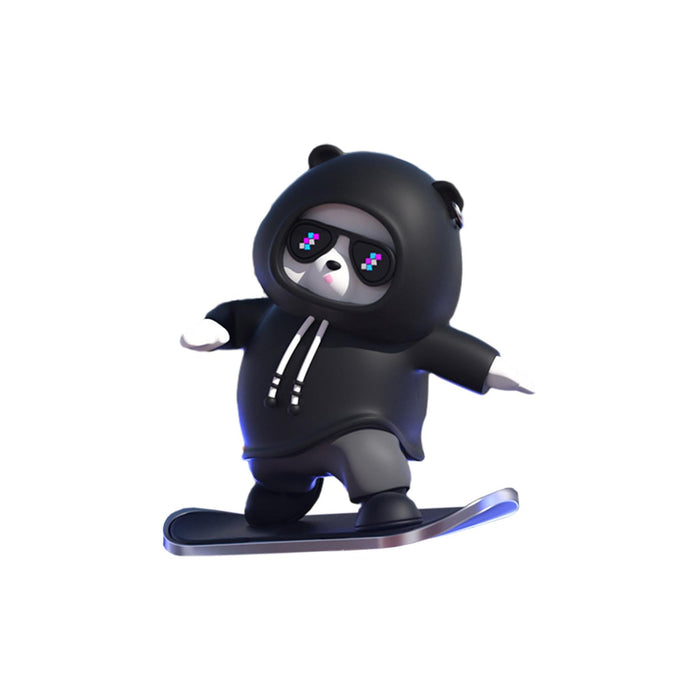 Cute Skateboard Bear Decoration for Car Gift for Drivers Sculpture Accessory black