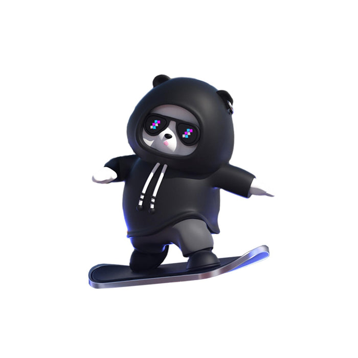 Cute Skateboard Bear Decoration for Car Gift for Drivers Sculpture Accessory black