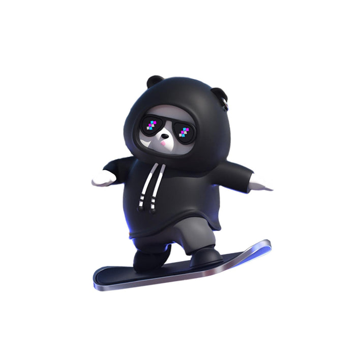 Cute Skateboard Bear Decoration for Car Gift for Drivers Sculpture Accessory black