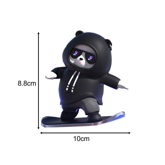 Cute Skateboard Bear Decoration for Car Gift for Drivers Sculpture Accessory black