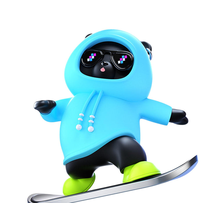 Cute Skateboard Bear Decoration for Car Gift for Drivers Sculpture Accessory blue