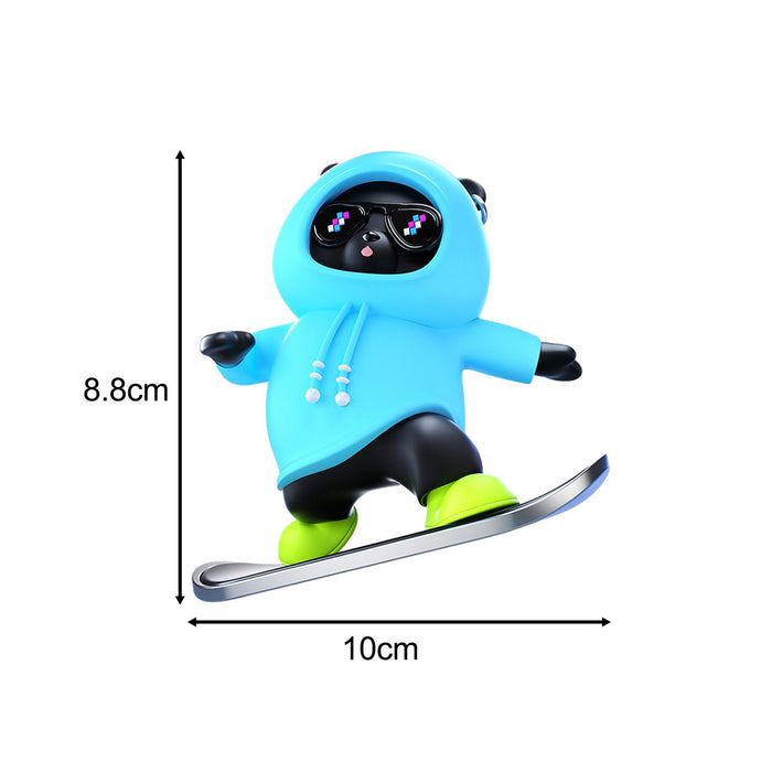 Cute Skateboard Bear Decoration for Car Gift for Drivers Sculpture Accessory blue