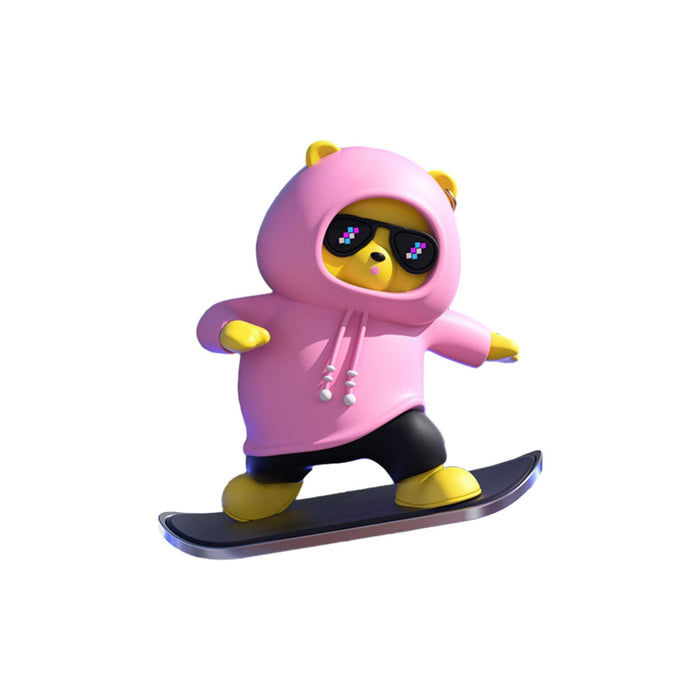 Cute Skateboard Bear Decoration for Car Gift for Drivers Sculpture Accessory pink