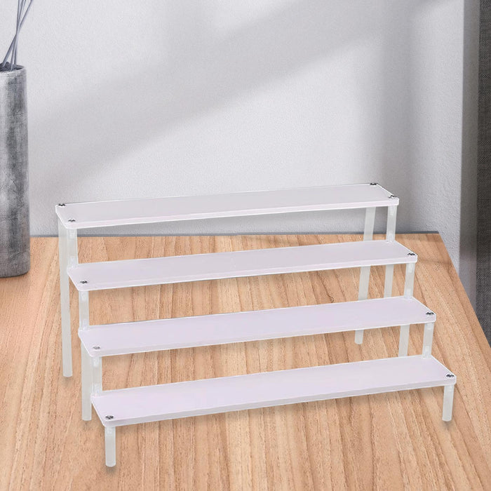 Wooden Display Riser Stand Counter Shelf for Dolls Collection Makeup Perfume 4 Layers 50CM