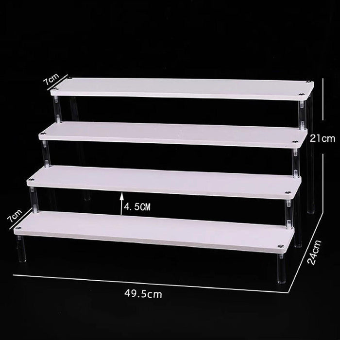 Wooden Display Riser Stand Counter Shelf for Dolls Collection Makeup Perfume 4 Layers 50CM