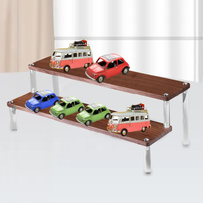 Wood Display Stand Simple Jewelry Organizer Rack for Retail Shops Home 2 Layer 29.5cm