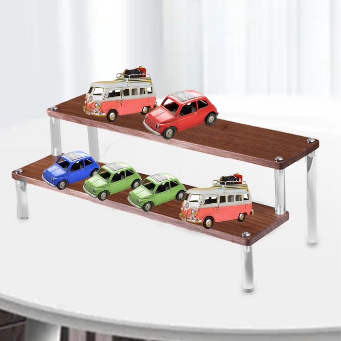 Wood Display Stand Simple Jewelry Organizer Rack for Retail Shops Home 2 Layer 29.5cm