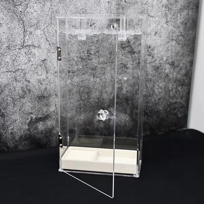 Necklace Organizer Rotatable Clear with Hanging Hooks with Tray Display Case Plastic