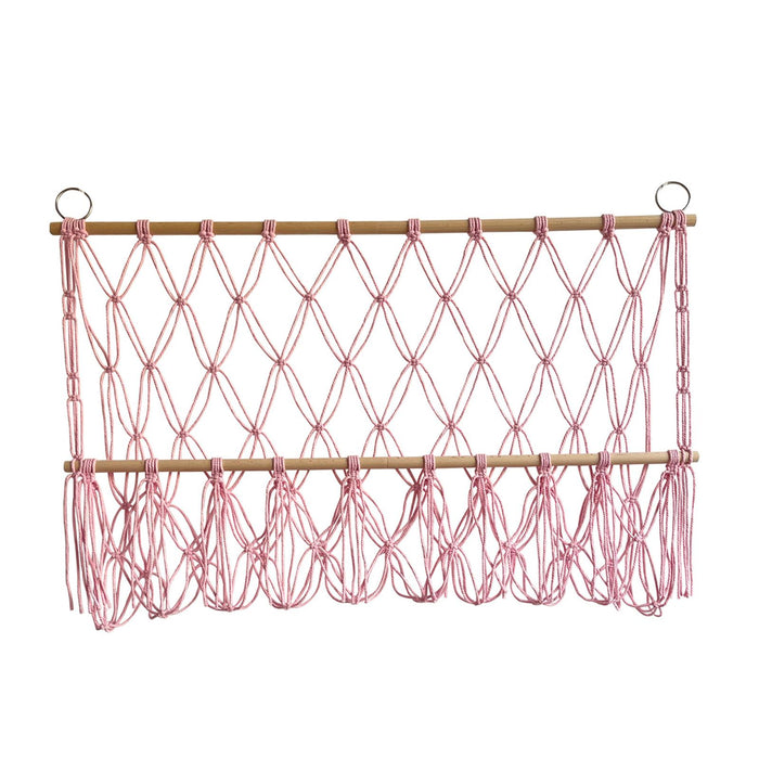 Wall Hanging Net Toy Storage Organizer Durable Handwoven Plush Toy Organizer Pink