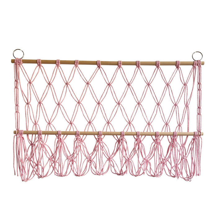 Wall Hanging Net Toy Storage Organizer Durable Handwoven Plush Toy Organizer Pink