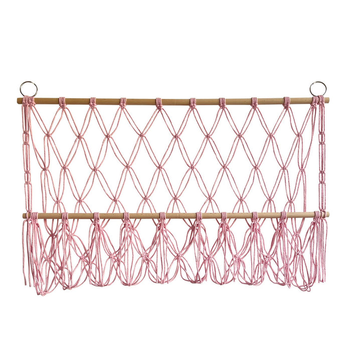 Wall Hanging Net Toy Storage Organizer Durable Handwoven Plush Toy Organizer Pink