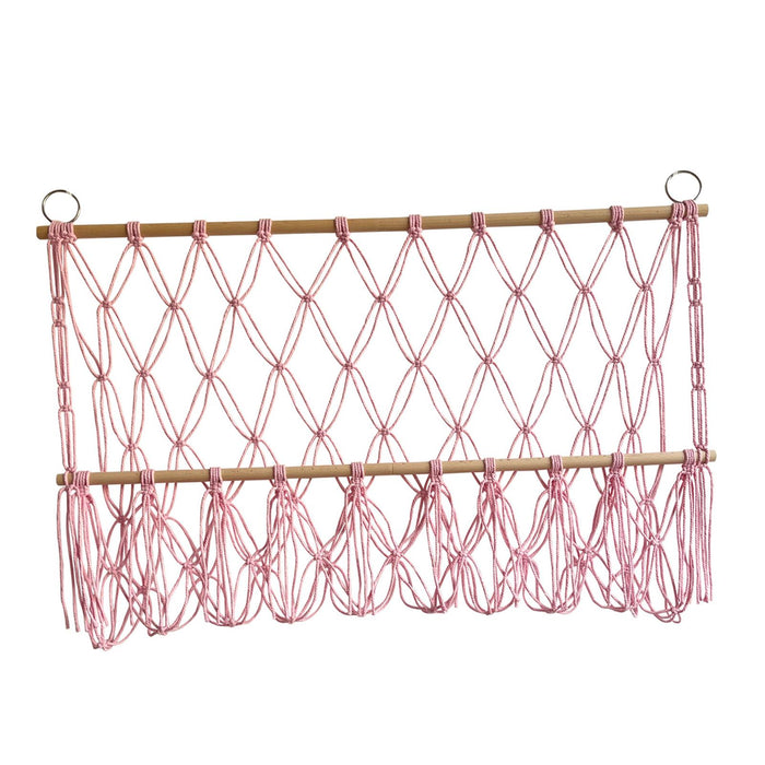 Wall Hanging Net Toy Storage Organizer Durable Handwoven Plush Toy Organizer Pink