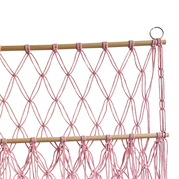 Wall Hanging Net Toy Storage Organizer Durable Handwoven Plush Toy Organizer Pink