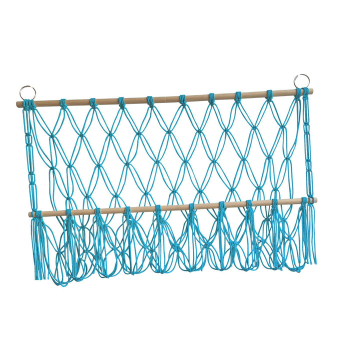 Wall Hanging Net Toy Storage Organizer Durable Handwoven Plush Toy Organizer Blue