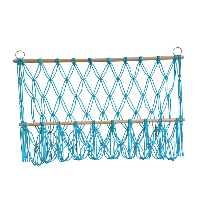 Wall Hanging Net Toy Storage Organizer Durable Handwoven Plush Toy Organizer Blue