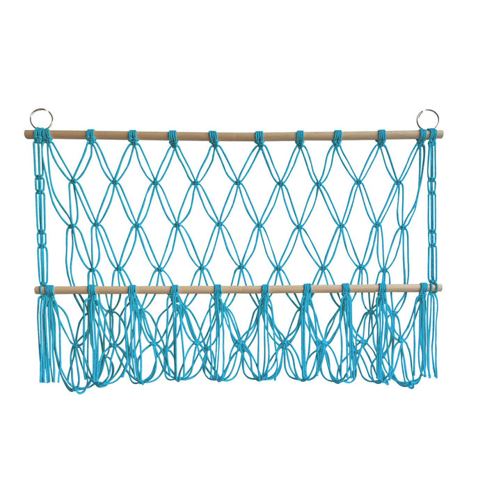 Wall Hanging Net Toy Storage Organizer Durable Handwoven Plush Toy Organizer Blue