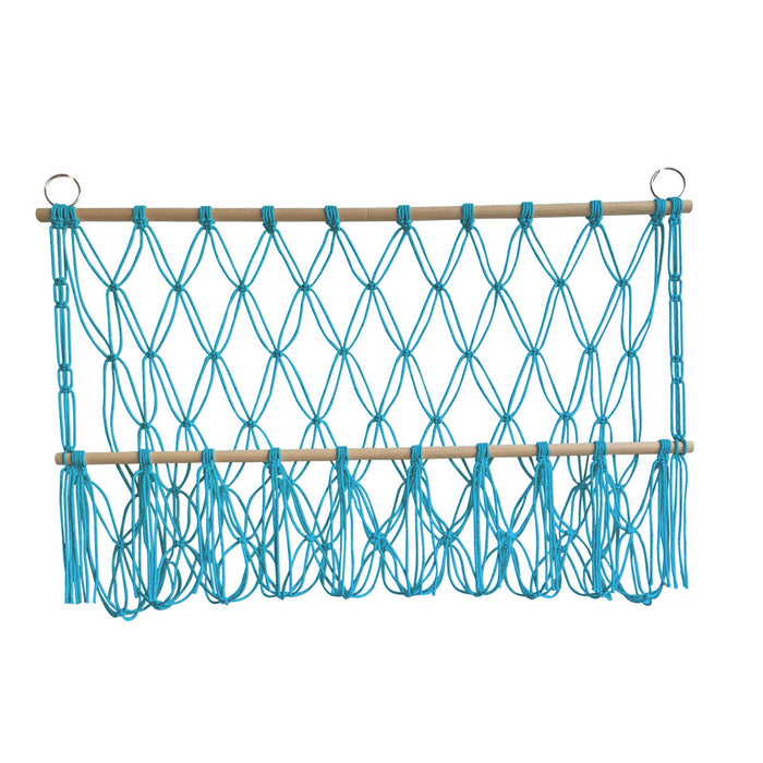 Wall Hanging Net Toy Storage Organizer Durable Handwoven Plush Toy Organizer Blue